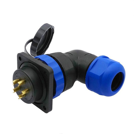 SP28 waterproof connector 2 pin 3/4/5/6/7/8/9/10/12/14/16/19/22/24/26Pin IP68 flange socket angle connectors 90 degree elbow.