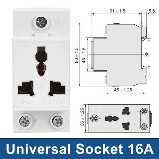 TAIXI- DIN Rail Socket 250V 16A Industrial Socket UK US FR EU AU IT optional.