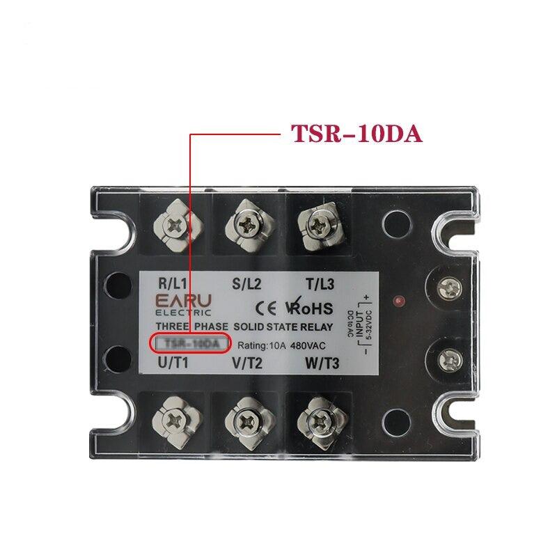 TSR SSR-10DA SSR-40DA SSR 25A 60A 80A 100A Three Phase SSR Solid State Relay DC Control AC 480V 5-32V Input Aluminum Heatsink.