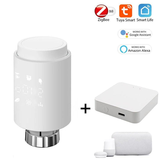 Tuya Smart ZigBee Radiator Actuator TRV Programmable Thermostatic Radiator Valve App Remote Temperature Controller Support Alexa.