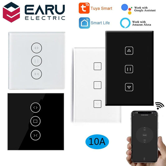 WiFi Smart Timer Glass Wall Touch Curtain Switch Controller Roller Shutter Electric Motor TUYA Smart Life App Google Home Alexa.wifi module curtain roller