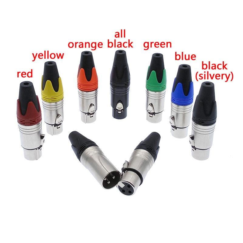 XLR connector audio microphone plug 3pin speaker connector male & female color DIY mic connector.