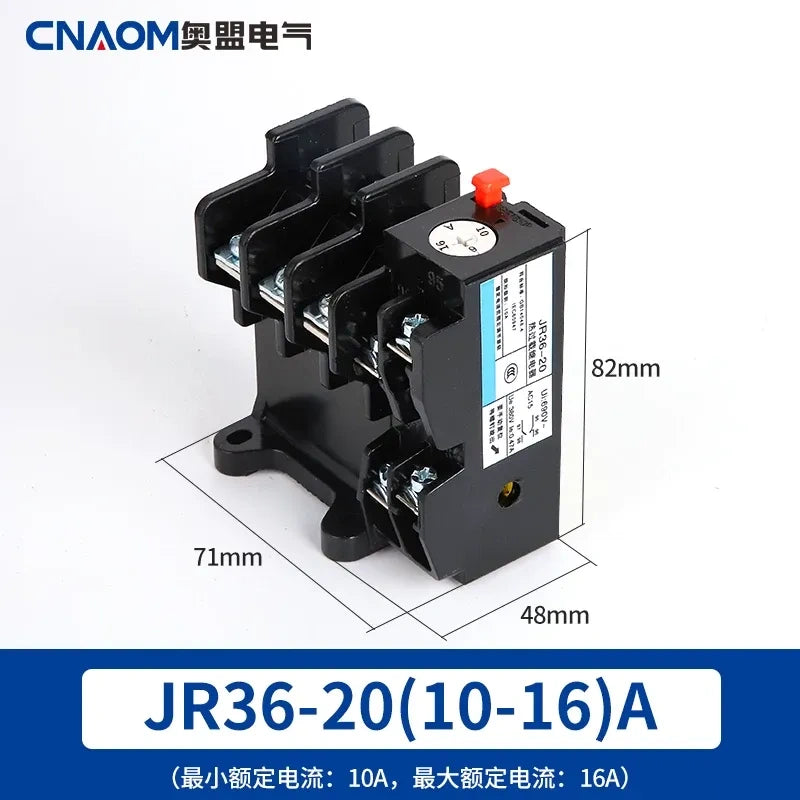 JR36 thermal overload relay, motor overload protector, phase loss protection relay,JR36-20 10-16a