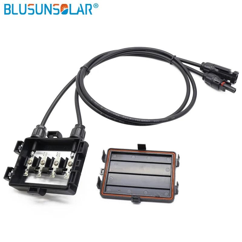 10 Pcs/lot Hot Sale 4 Ways Solar PV Junction Box Waterproof IP65 with 4.0mm2 Cable and 4 Diodes for Solar Panel XH0196