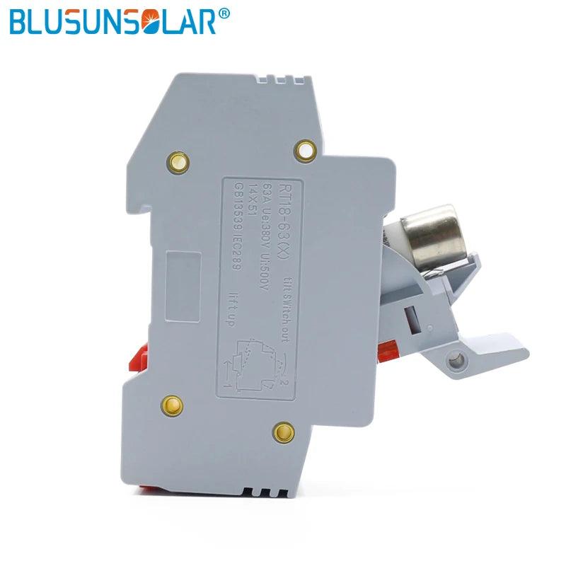 10 Sets PV Solar Fuse 500V DC 14*51Fuse, with LED Fuse Holder for Solar System Protection RT18-63X 1P