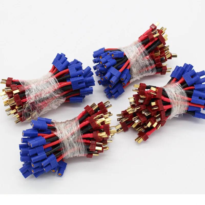 100 Pcs/Lot T Dean  Male To Female EC3  Connector 14AWG 60 Mm  Wire Cable  Adapter for RC Parts