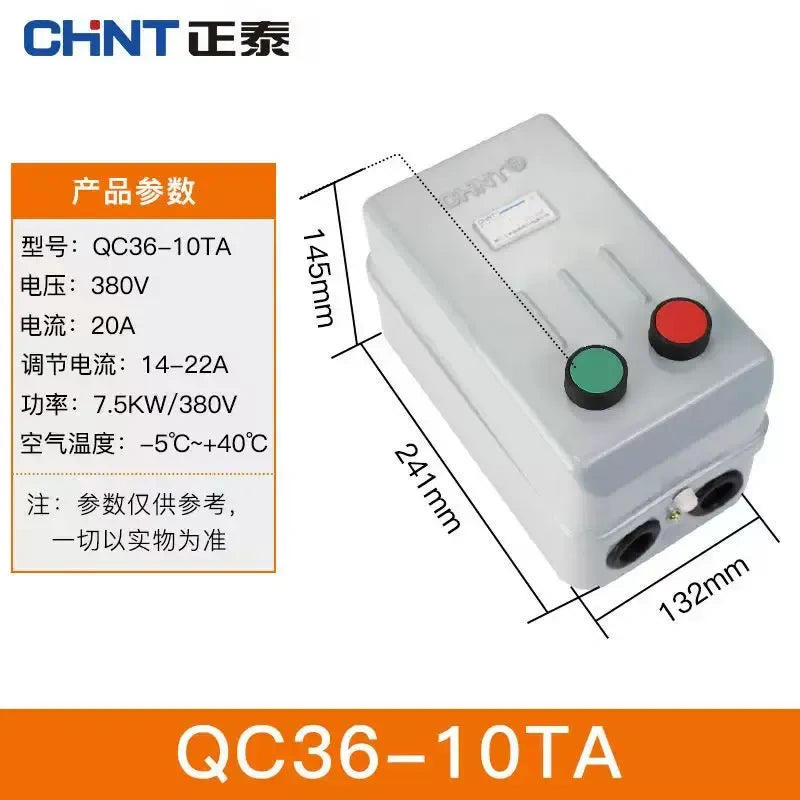 magnetic motor starter,3 phase dol starter,qc36-10ta motor starter,phase loss protection motor switch,
ac380v motor starter switch,14a~22a overload protected starter 