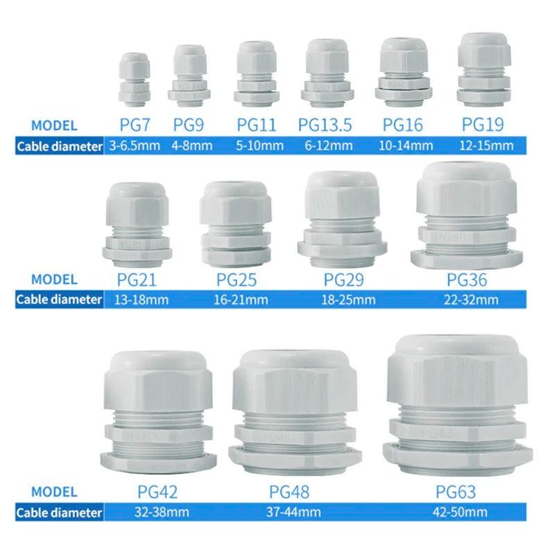 10Pcs PG cable gland black PG7 9 11 13.5 16High Quality IP68 Wire Plastic Waterproof Connector Cable Sleeve Adjustable Joints - electrical center b2c