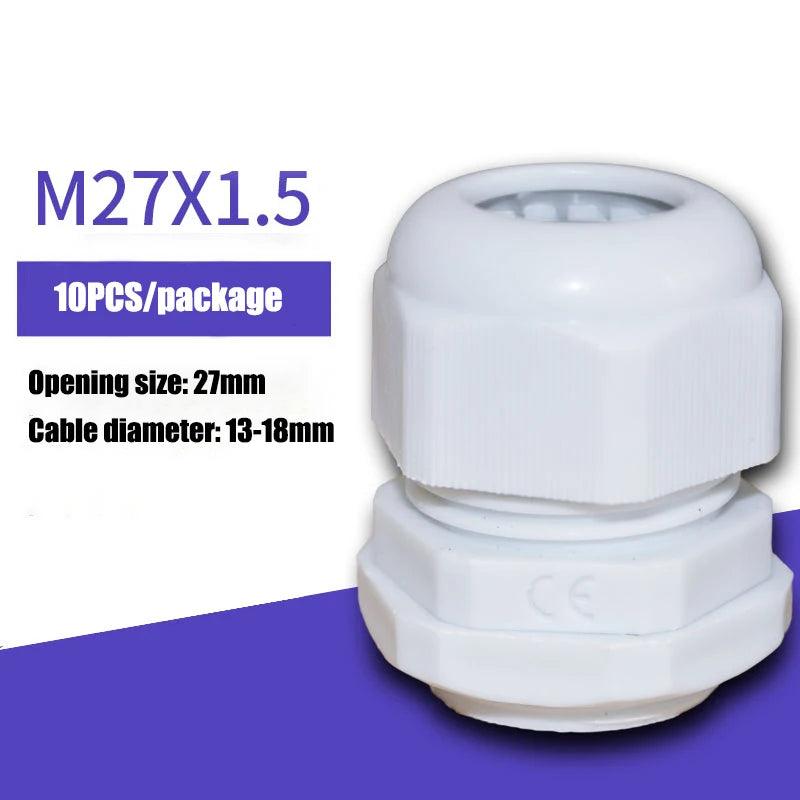 10Pcs Waterproof Cable Gland M8 M12 M16 M20 M25 M32 M40 Gray Plastic Seal Joint M40 M50 M63 Nylon IP68 White Cable Fixing Joint