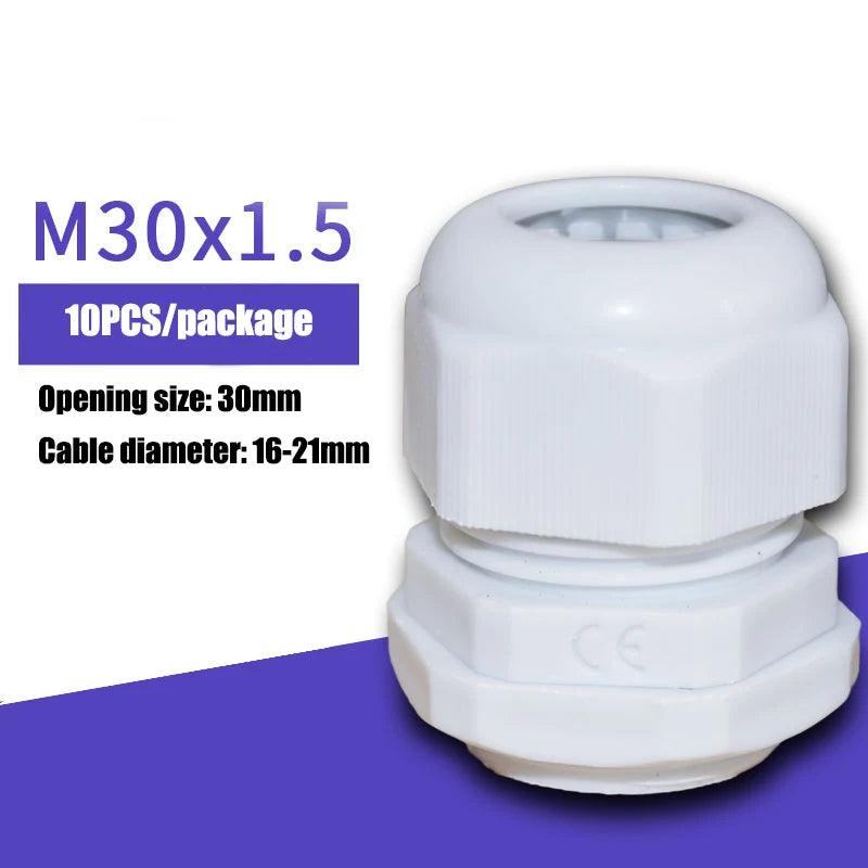 10Pcs Waterproof Cable Gland M8 M12 M16 M20 M25 M32 M40 Gray Plastic Seal Joint M40 M50 M63 Nylon IP68 White Cable Fixing Joint