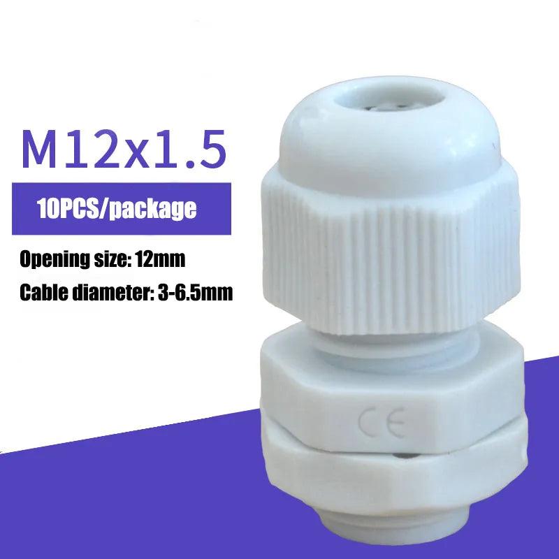 10Pcs Waterproof Cable Gland M8 M12 M16 M20 M25 M32 M40 Gray Plastic Seal Joint M40 M50 M63 Nylon IP68 White Cable Fixing Joint