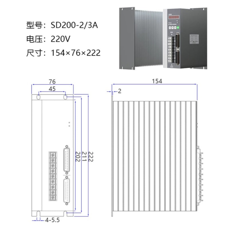 60 80 110 130 AC Servo Motor Kit with Driver, Permanent Magnet Synchronous Servo Motor Set 400W~5KW for CNC, Automation, Manipulator