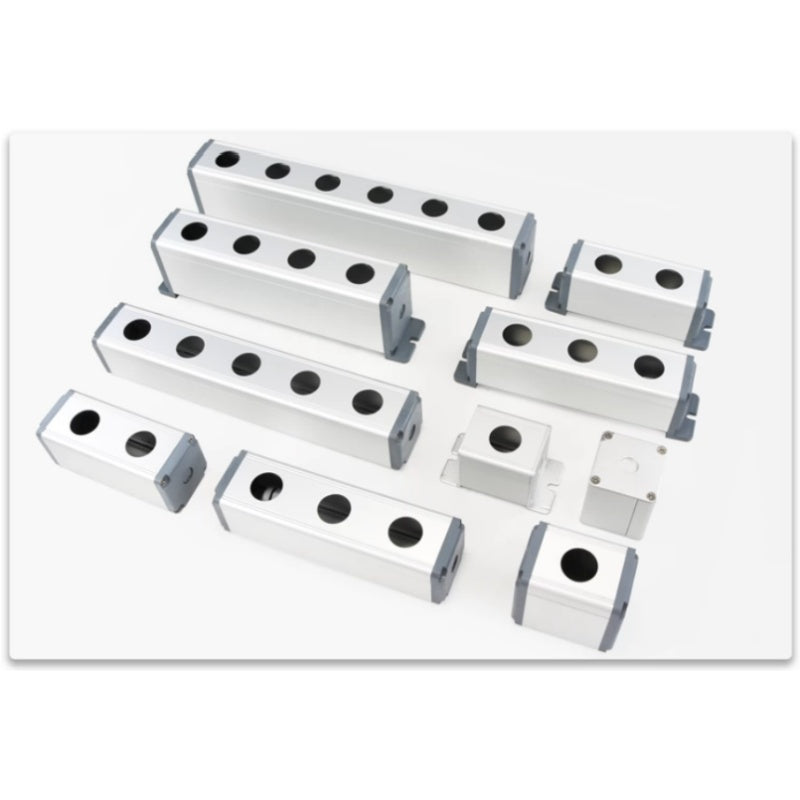 aluminum push button box,control box enclosure,45x45 button box,45x65 control box,handheld switch box,multi?hole push button box,electrical control enclosure,industrial switch housing,50mm hole spacing,waterproof button box,metal side cover box,plastic side cover enclosure,mounting lugs control box,aluminum junction box,automation control box