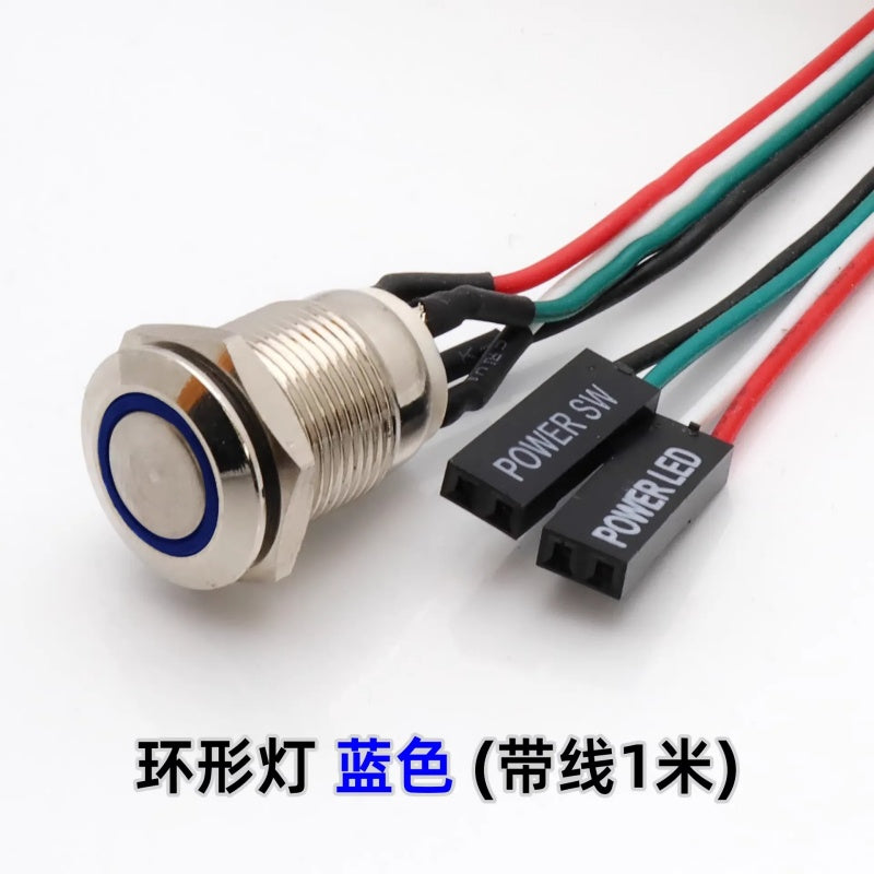 12mm Waterproof Metal Push Button Switch with LED Light – 5-24V Wide Voltage Momentary Start Switch for PC Power / Equipment Startup