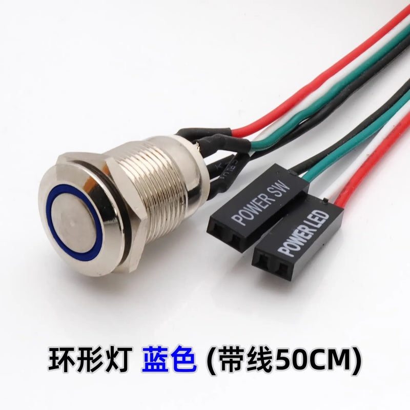 12mm Waterproof Metal Push Button Switch with LED Light – 5-24V Wide Voltage Momentary Start Switch for PC Power / Equipment Startup