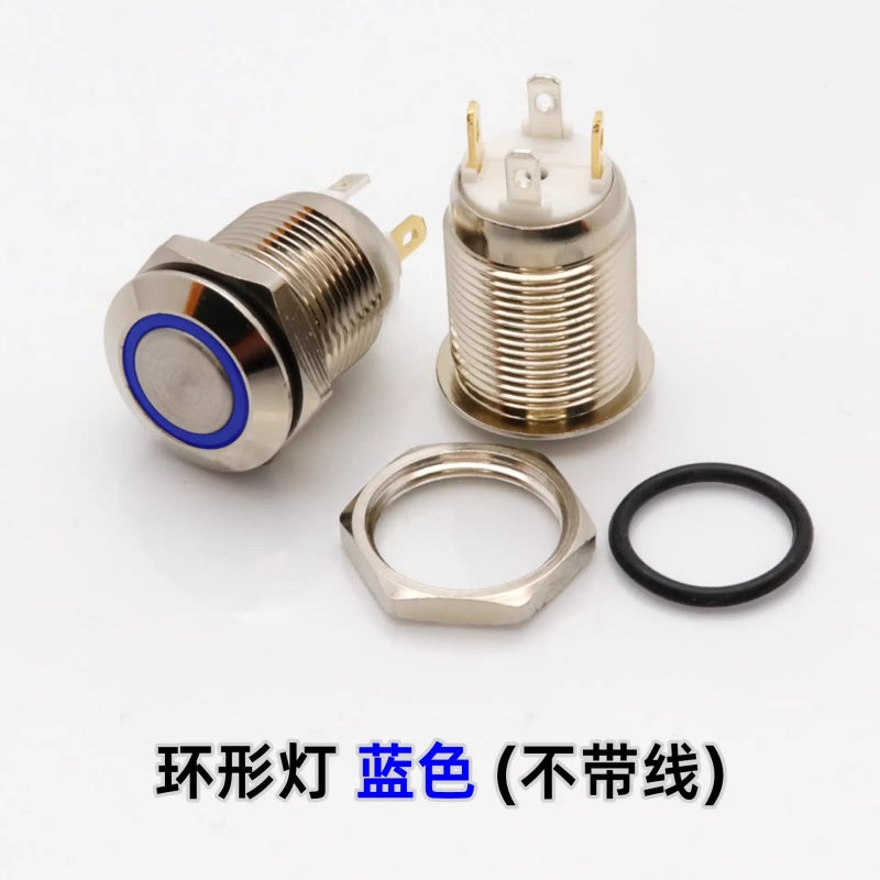 12mm Waterproof Metal Push Button Switch with LED Light – 5-24V Wide Voltage Momentary Start Switch for PC Power / Equipment Startup