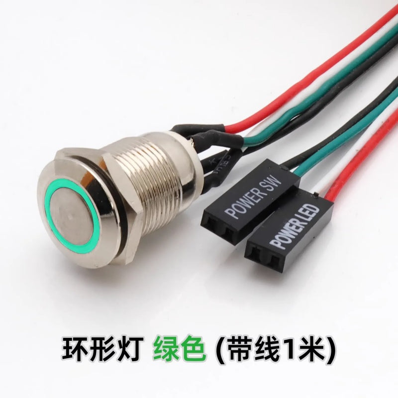 12mm Waterproof Metal Push Button Switch with LED Light – 5-24V Wide Voltage Momentary Start Switch for PC Power / Equipment Startup