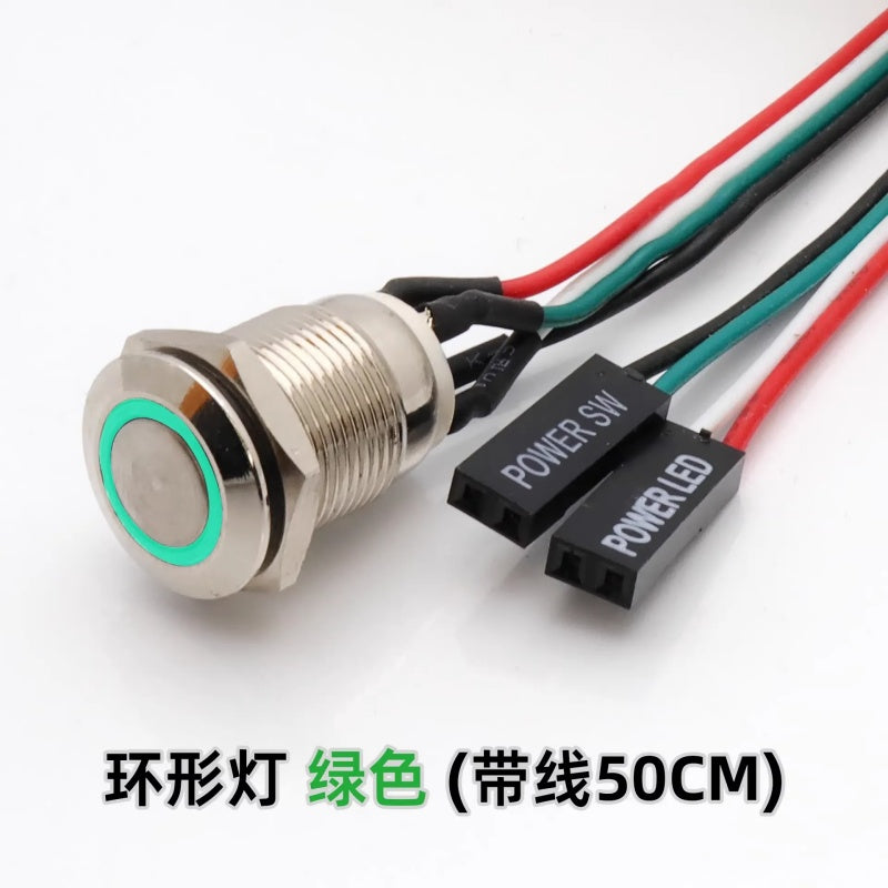 12mm Waterproof Metal Push Button Switch with LED Light – 5-24V Wide Voltage Momentary Start Switch for PC Power / Equipment Startup