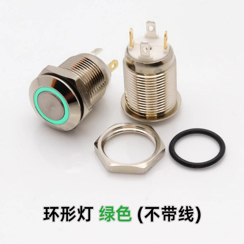 12mm Waterproof Metal Push Button Switch with LED Light – 5-24V Wide Voltage Momentary Start Switch for PC Power / Equipment Startup