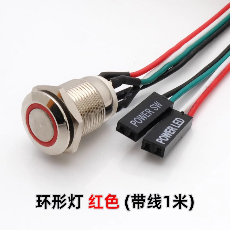 12mm Waterproof Metal Push Button Switch with LED Light – 5-24V Wide Voltage Momentary Start Switch for PC Power / Equipment Startup