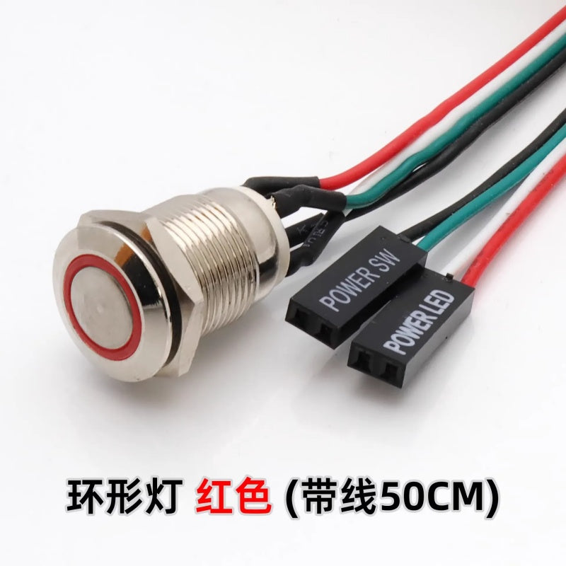 12mm Waterproof Metal Push Button Switch with LED Light – 5-24V Wide Voltage Momentary Start Switch for PC Power / Equipment Startup