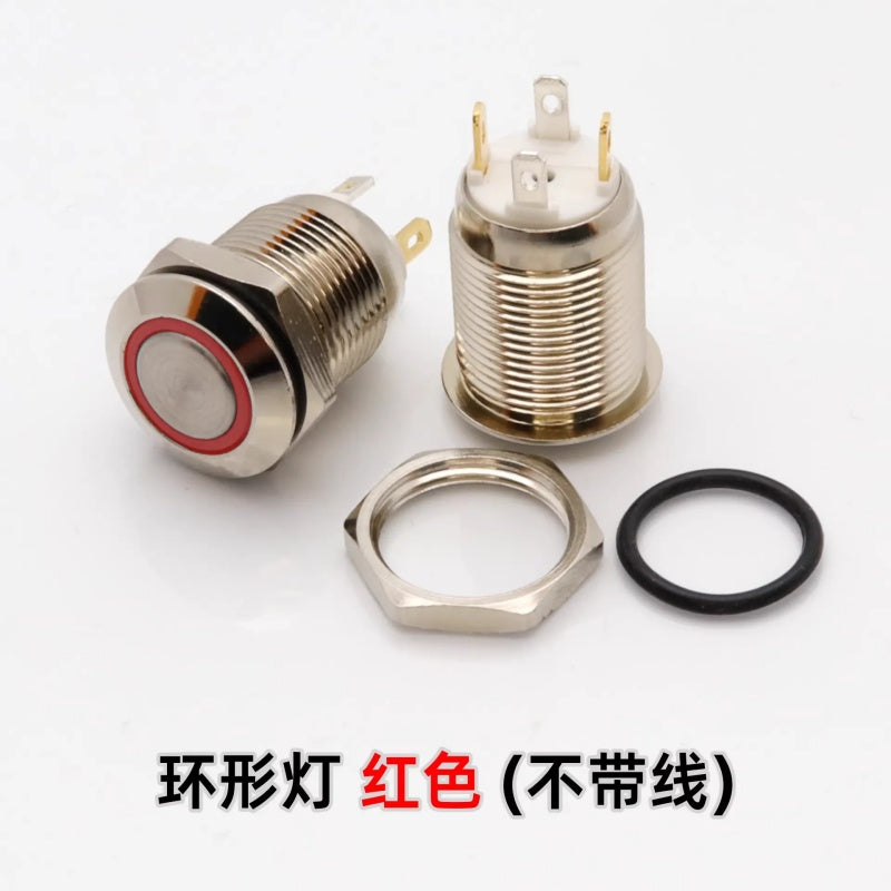 12mm Waterproof Metal Push Button Switch with LED Light – 5-24V Wide Voltage Momentary Start Switch for PC Power / Equipment Startup