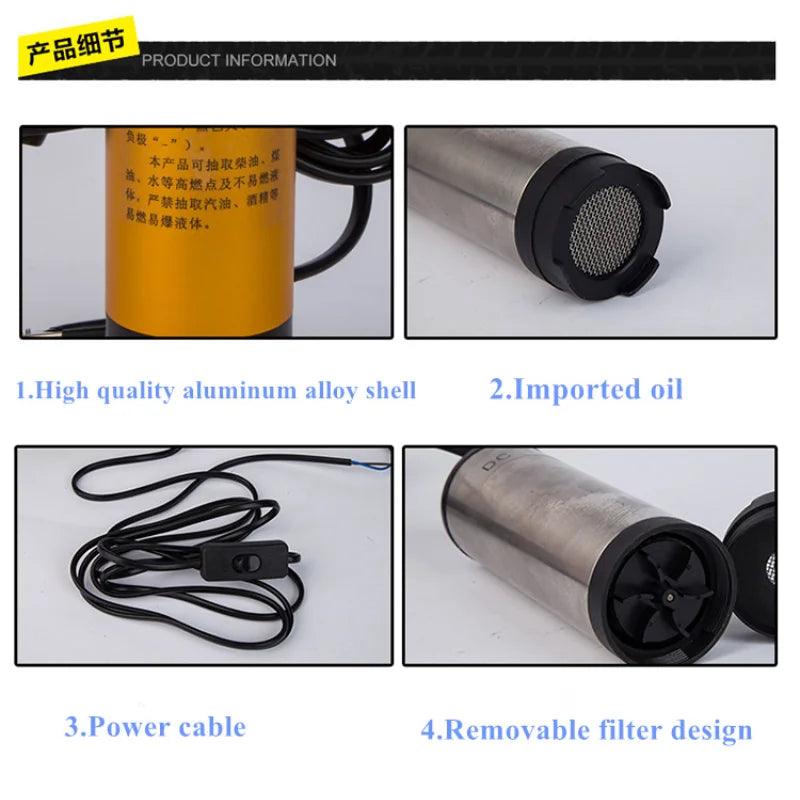 12V DC Portable  Micro-pump/ Submersible Pump/ Diesel Pump Oil Self-priming Pump Tube Diameter 1.8cm