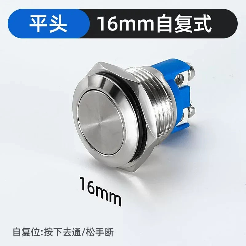 flat head button switch,screw terminal button,16mm self reset type waterproof button