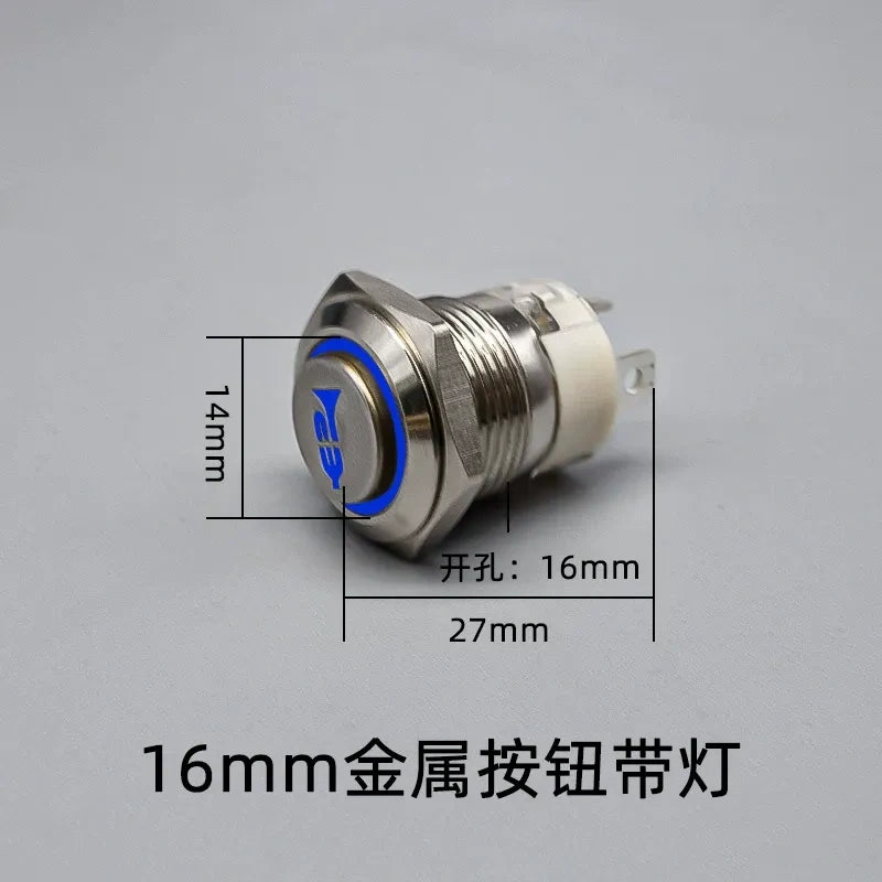 Waterproof Metal Horn Push Button Switch 12V 24V, 10A, LED Light for Automobile Truck RV