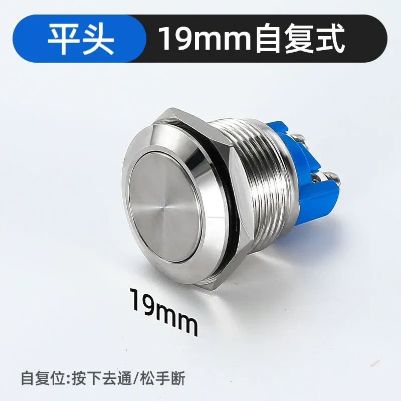 flat head button switch,screw terminal button,19mm momentary type waterproof button