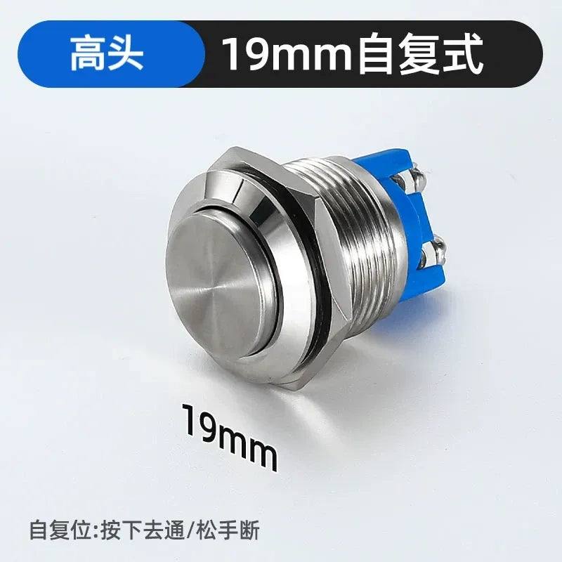 fhigh head metal button,screw terminal button,19mm momentary type waterproof button