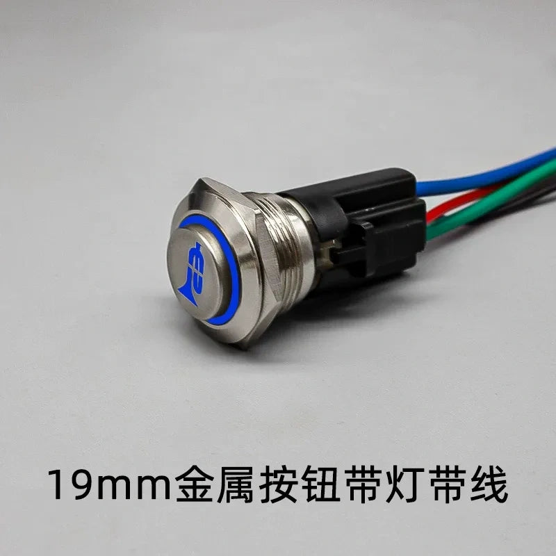 Waterproof Metal Horn Push Button Switch 12V 24V, 10A, LED Light for Automobile Truck RV