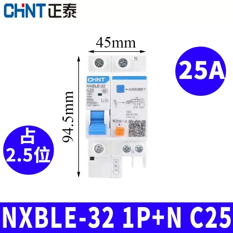 CHNT leakage breaker NXBLE-32 1p+n 25a 30mA RCD rcbo