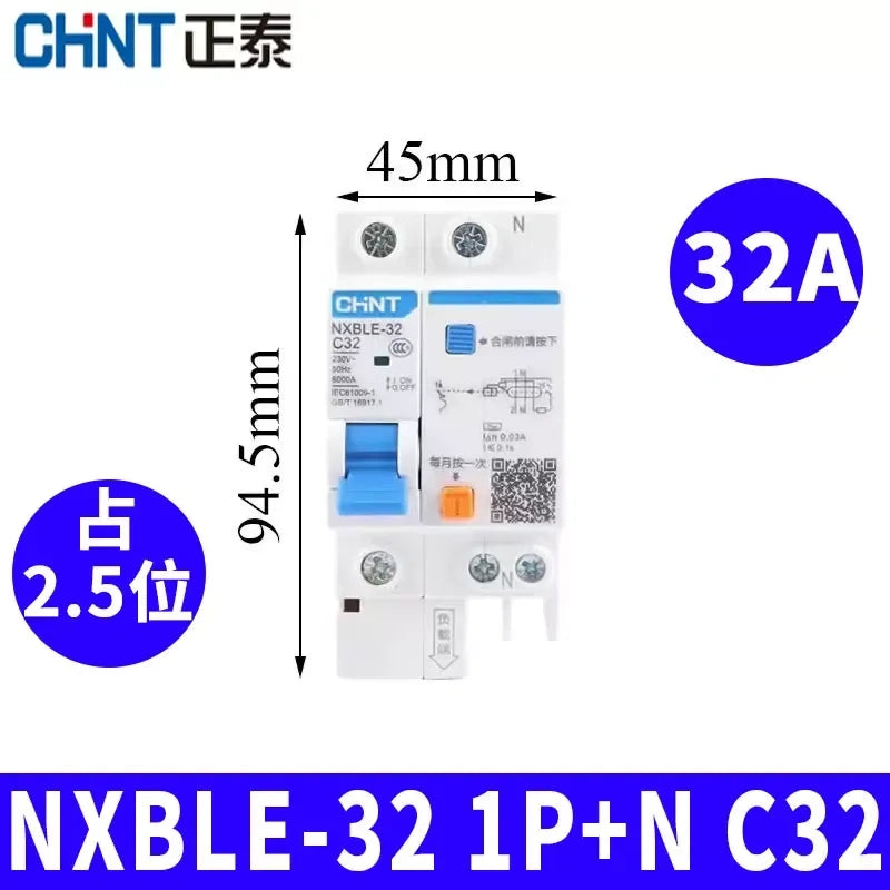 CHNT leakage breaker NXBLE-32 1p+n 32a 30mA RCD rcbo