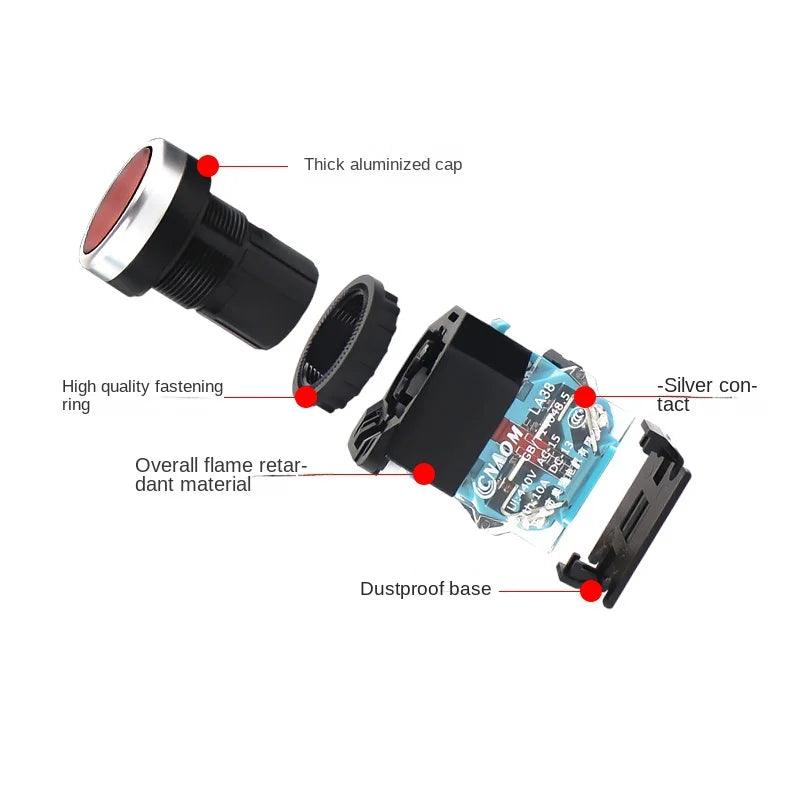 1Pcs 22mm 4 Screw Circular small size Flat round Panel Cutout LA38-11 LA38-11BN ON-OFF Momentary/Self locking Push button switch