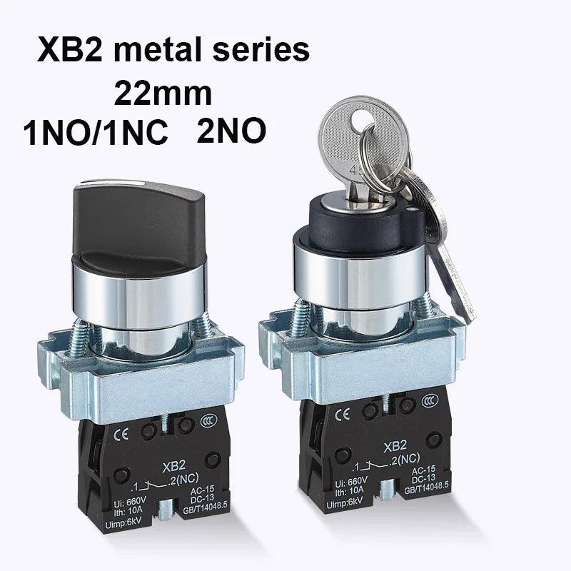 1PCS Button XB2 2/3 Position Knob Turn Change-over Switch Master Switch 22 Key Button 1NO1NC 1NO 1NC 2NO