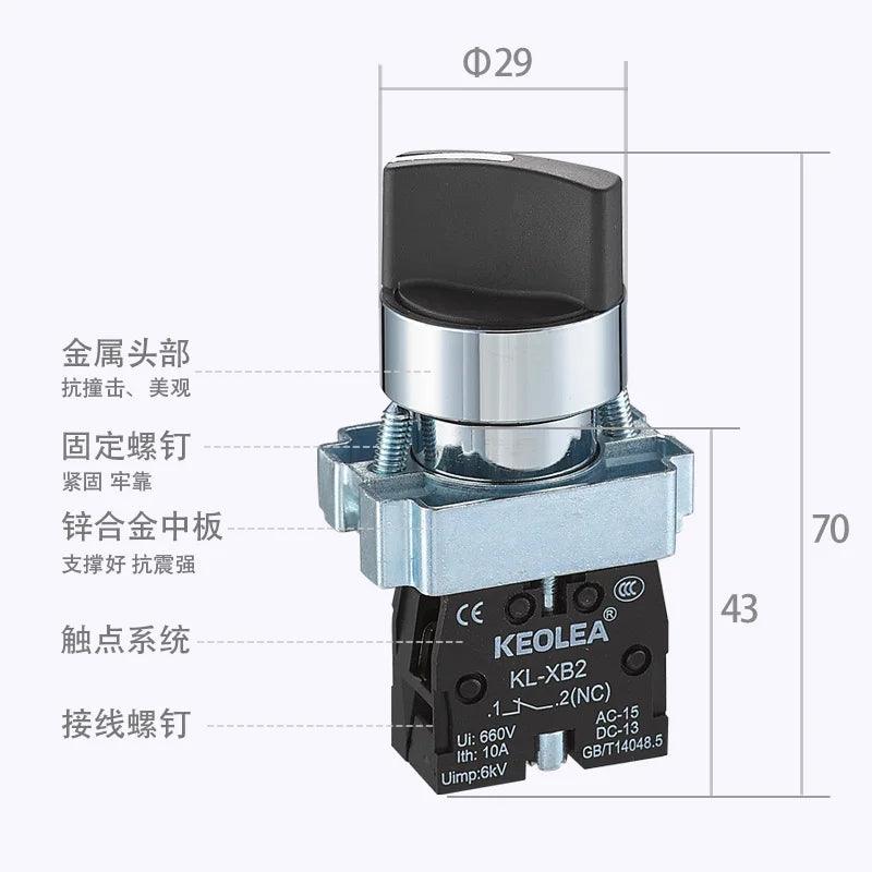 1PCS Button XB2 2/3 Position Knob Turn Change-over Switch Master Switch 22 Key Button 1NO1NC 1NO 1NC 2NO