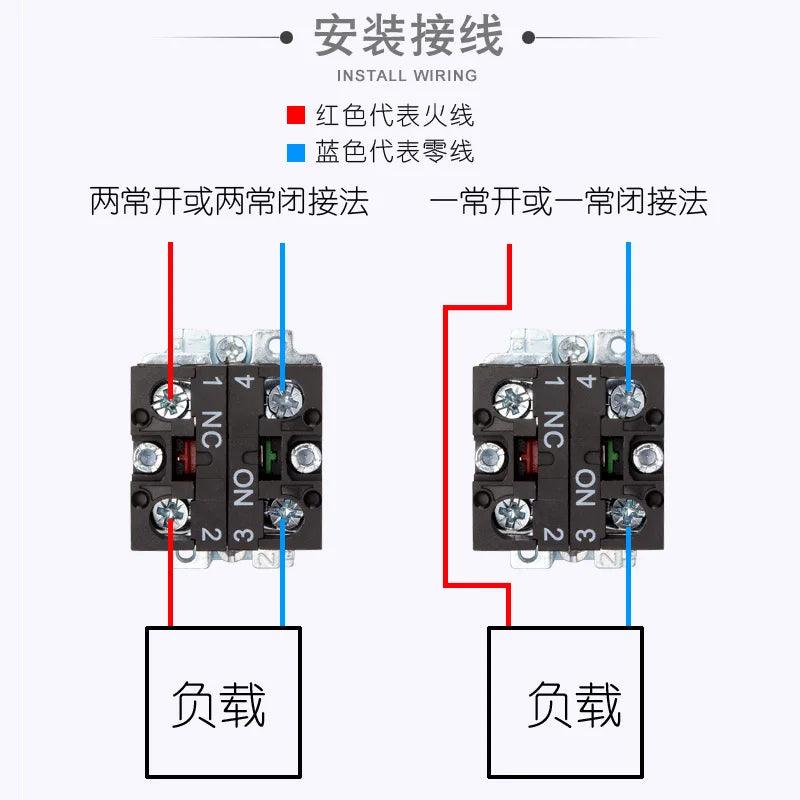 1PCS Button XB2 2/3 Position Knob Turn Change-over Switch Master Switch 22 Key Button 1NO1NC 1NO 1NC 2NO