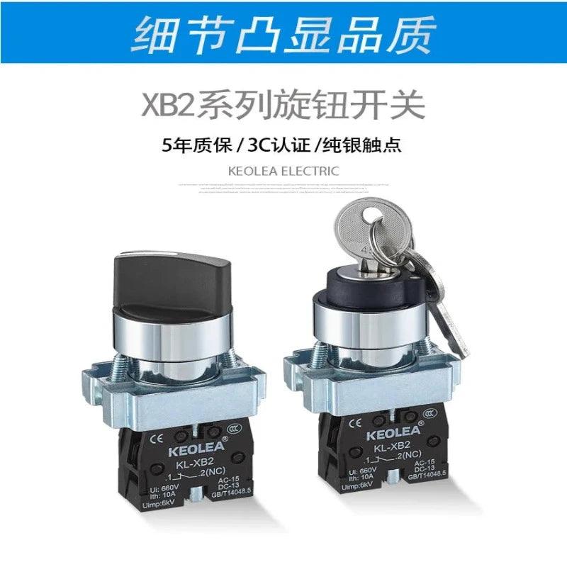1PCS Button XB2 2/3 Position Knob Turn Change-over Switch Master Switch 22 Key Button 1NO1NC 1NO 1NC 2NO