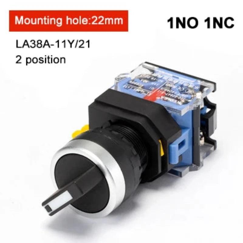 1PCS LA38-11 22mm high-quality rotary button switch key button 2 bit 3 bit 1NO 1NC / 2NO power control switch