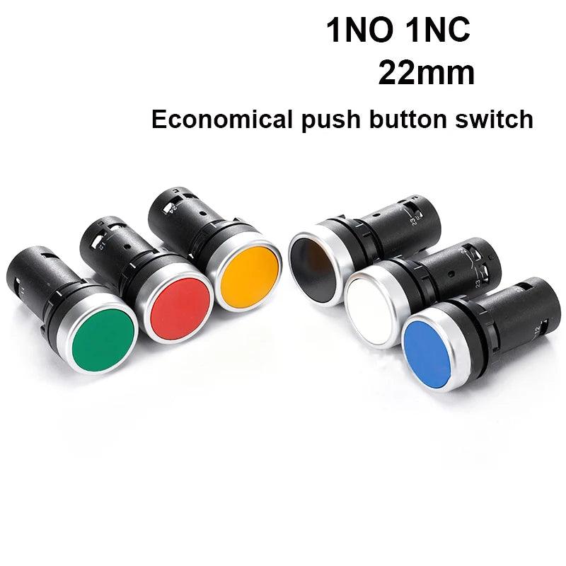 1Pcs LA38-11J 22mm Momentary Self-rest Electrical Push Button Switch Green Red 1NO 1NC 3 Pins Screws Terminals Computer PC