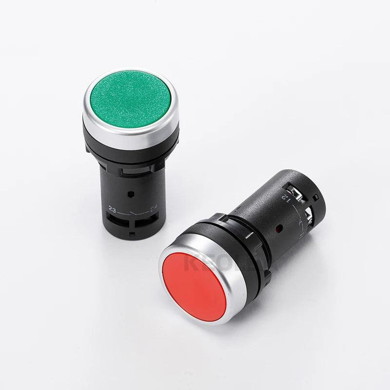 1Pcs LA38-11J 22mm Momentary Self-rest Electrical Push Button Switch Green Red 1NO 1NC 3 Pins Screws Terminals Computer PC