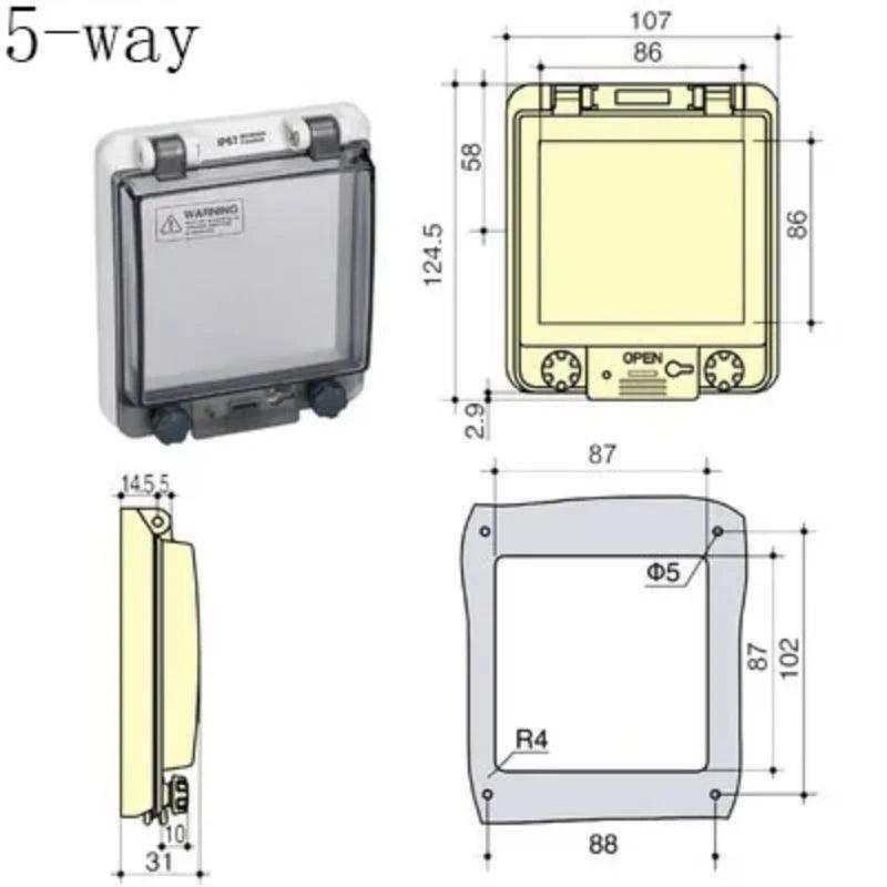 2-18 way circuit breaker switch transparent protection cover IP67 waterproof box shielding switch window protection cover