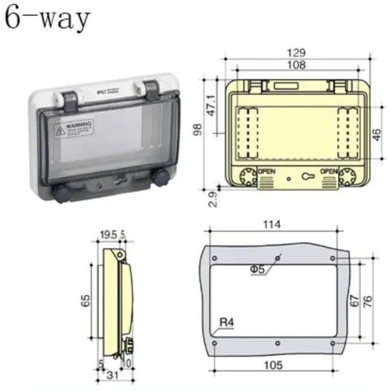 2-18 way circuit breaker switch transparent protection cover IP67 waterproof box shielding switch window protection cover
