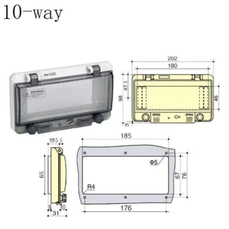 2-18 way circuit breaker switch transparent protection cover IP67 waterproof box shielding switch window protection cover