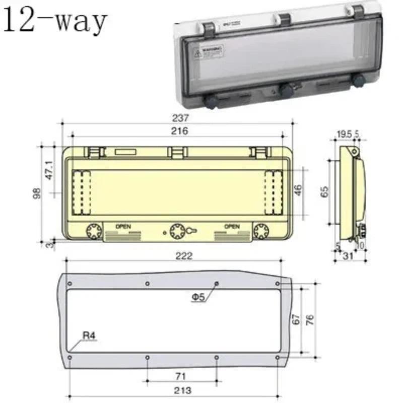 2-18 way circuit breaker switch transparent protection cover IP67 waterproof box shielding switch window protection cover