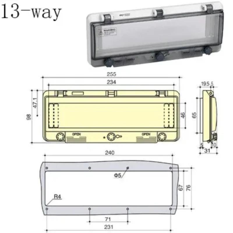 2-18 way circuit breaker switch transparent protection cover IP67 waterproof box shielding switch window protection cover