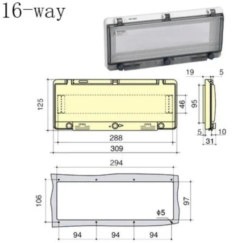 2-18 way circuit breaker switch transparent protection cover IP67 waterproof box shielding switch window protection cover