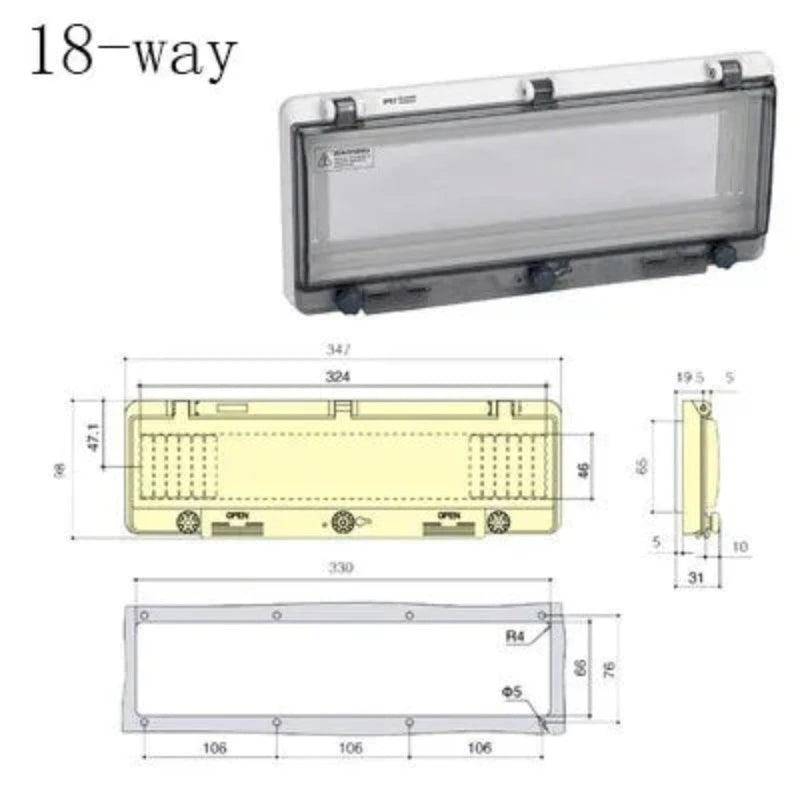 2-18 way circuit breaker switch transparent protection cover IP67 waterproof box shielding switch window protection cover