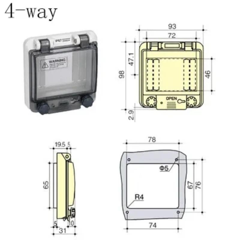 2-18 way circuit breaker switch transparent protection cover IP67 waterproof box shielding switch window protection cover